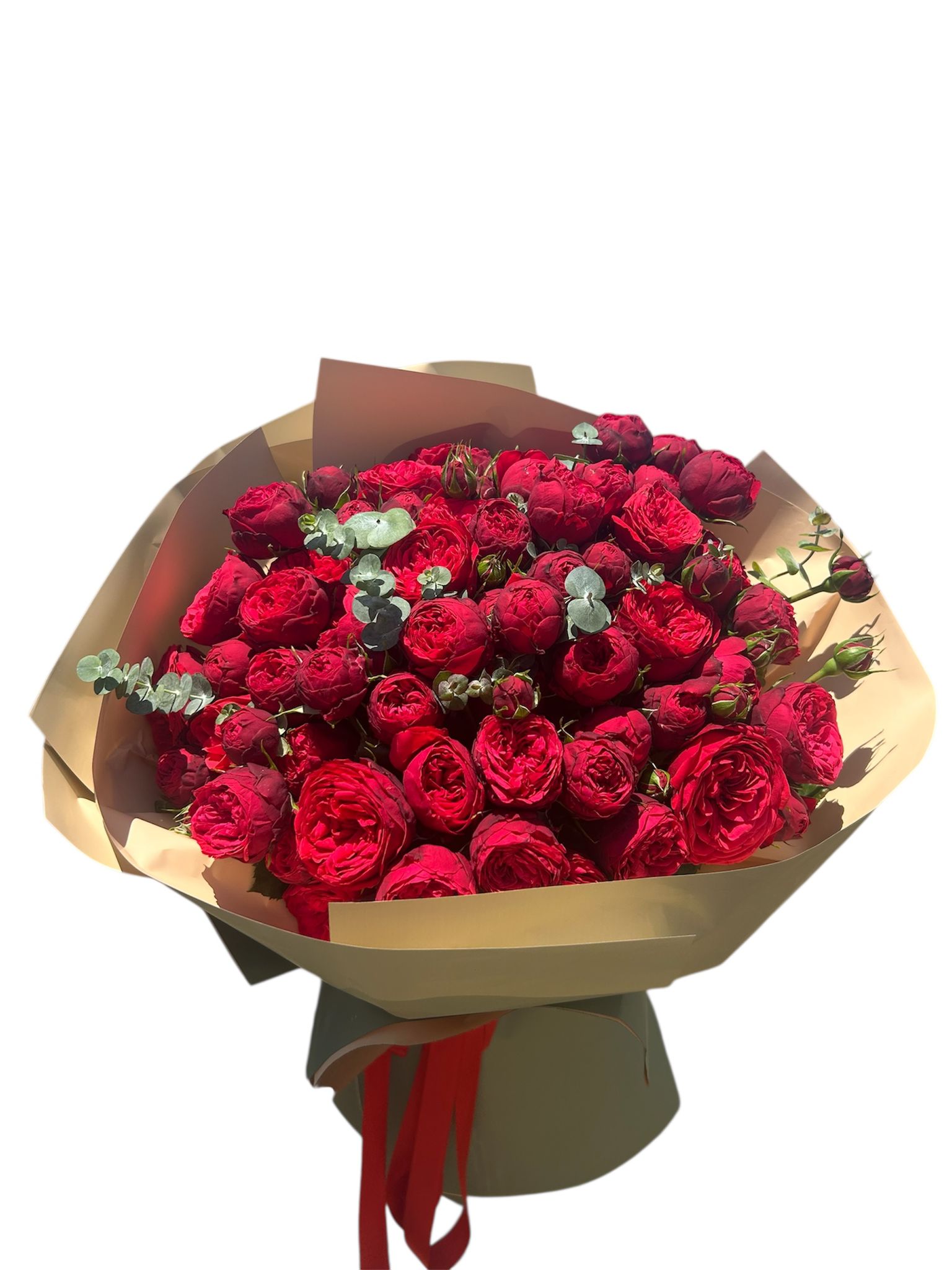 Şakayık kırmızı gül buketi