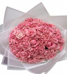 51 adet pembe gül buketi