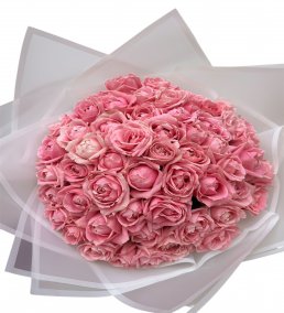 51 adet pembe gül buketi